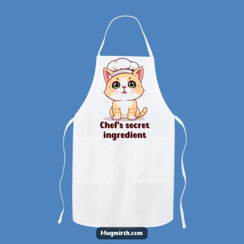 Funny Bewildered Cat Chef Apron: Hilarious Protection for Culinary Disasters!
