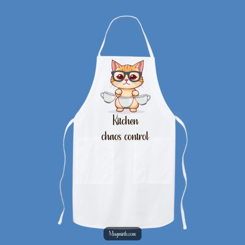 Funny Cat Juggling Apron: Hilarious Feline Chef & Teacup Holder