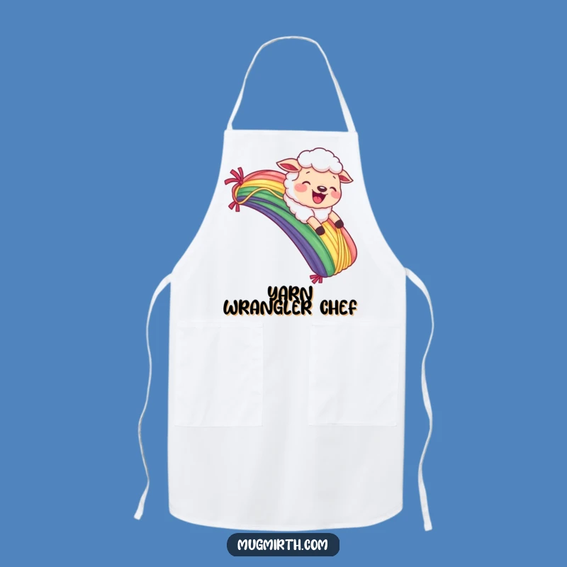 Funny Sheep Yarn Rainbow Apron: Craft & Chuckle in Style!