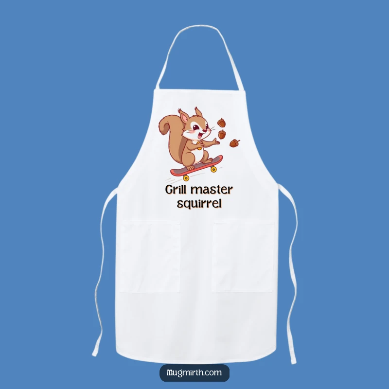 Funny Squirrel Skateboard Chef Apron, Juggling Acorns Kitchen Gift