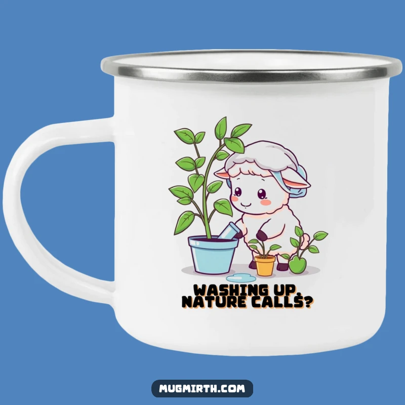 Funny Sheep Shower Cap Watering Plant Camping Mug - Adventure Humor