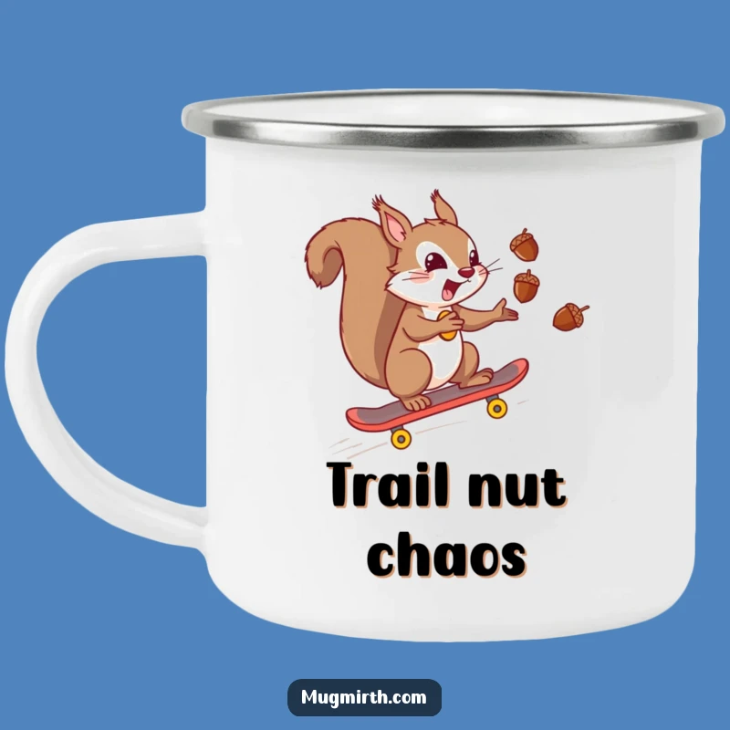 Durable Funny Squirrel Skateboard Camping Mug, Juggling Acorns Outdoor Gift
