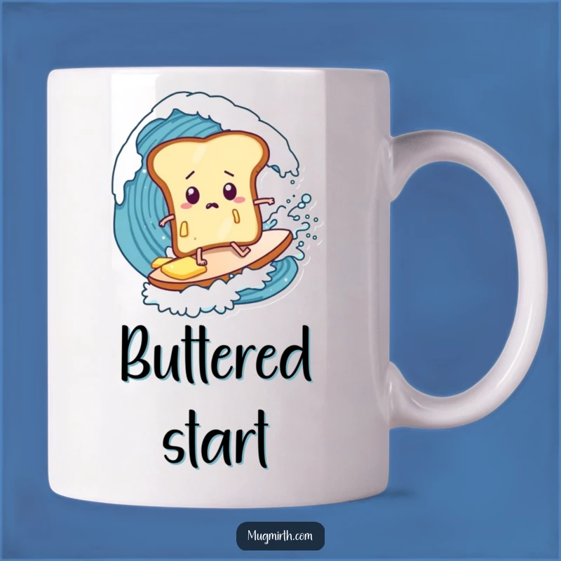 Funny Surfing Toast Mug: Bewildered Breakfast Wave Rider Gift