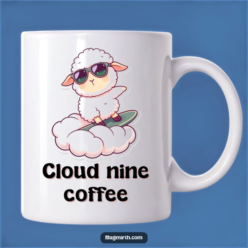 Funny Surfing Sheep Cloud Mug: Cool & Quirky Gift for a Laugh