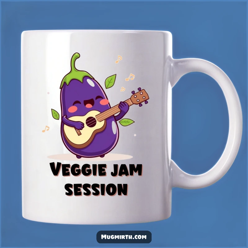 Funny Singing Eggplant Mug: Hilarious Musical Vegetable Gift for Ukulele Lovers