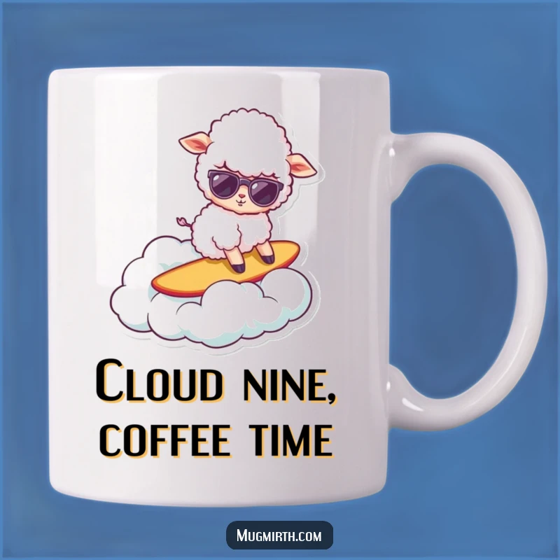 Funny Surfing Sheep Cloud Mug - Hilarious Gift for Dreamers!