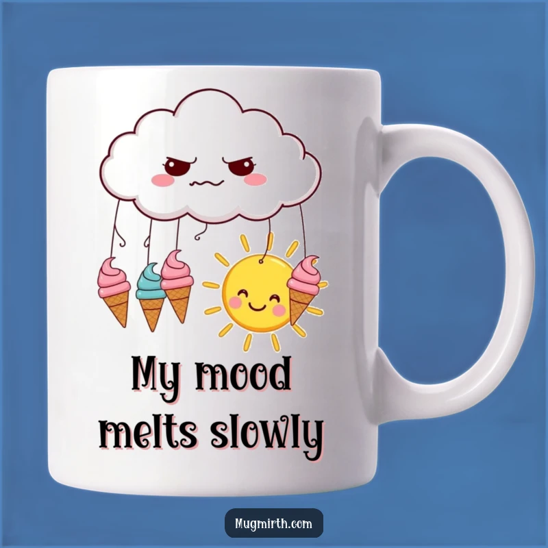 Funny Grumpy Cloud Ice Cream Rain Mug - Hilarious Weather Gag Gift