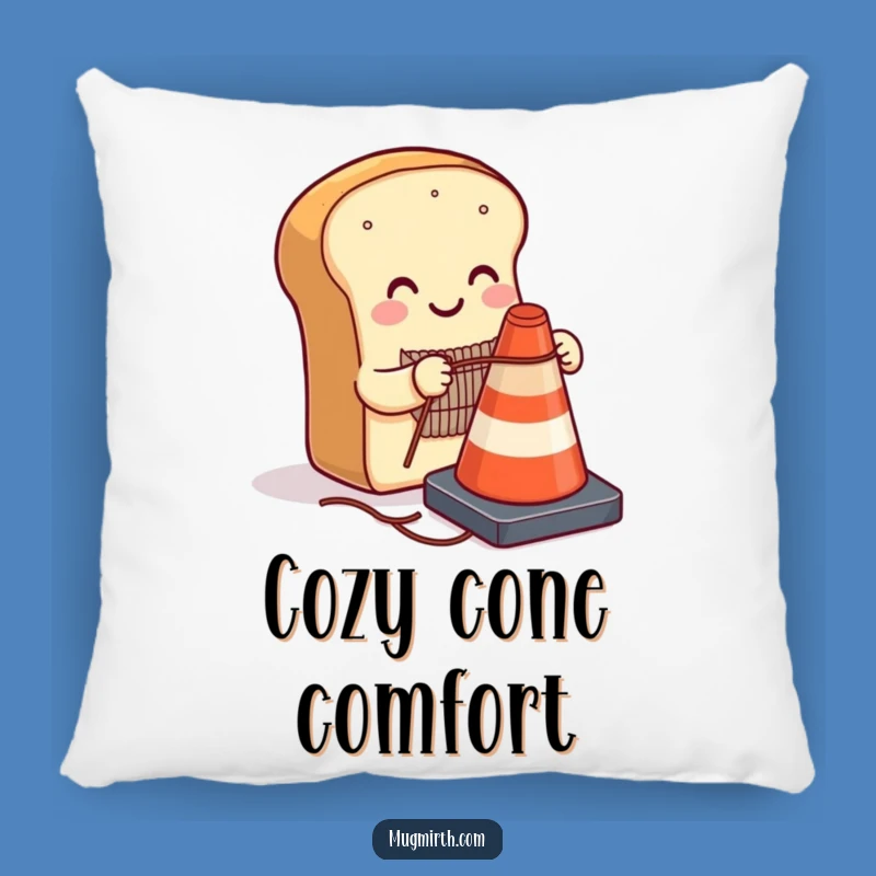 Funny Bread Traffic Cone Pillow - Cozy Knitting Cushion, Cute Humorous Gift