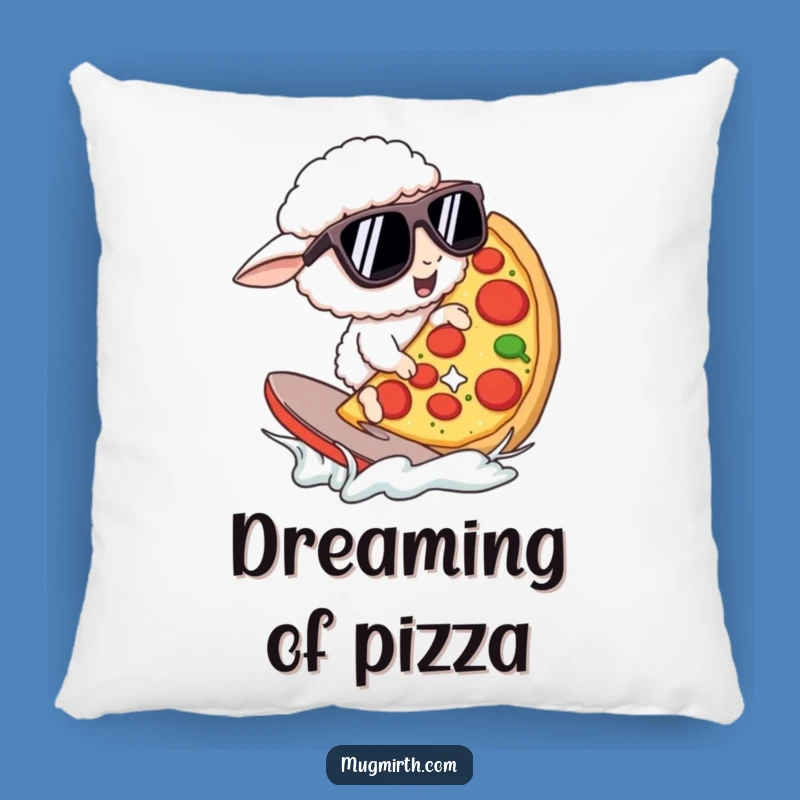 Funny Pizza Surfing Sheep Pillow: Cozy Sunglass Comfort, Perfect Funny Gift
