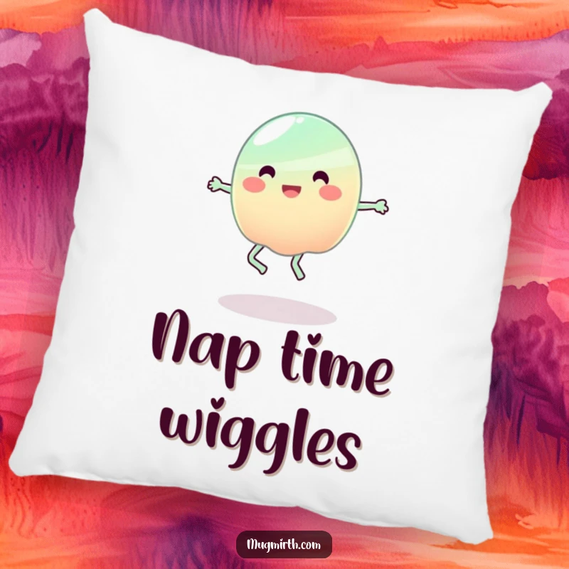 Funny Jelly Pillow: A soft pillow depicts a cute blob of jelly hilariously trying to jump rope.