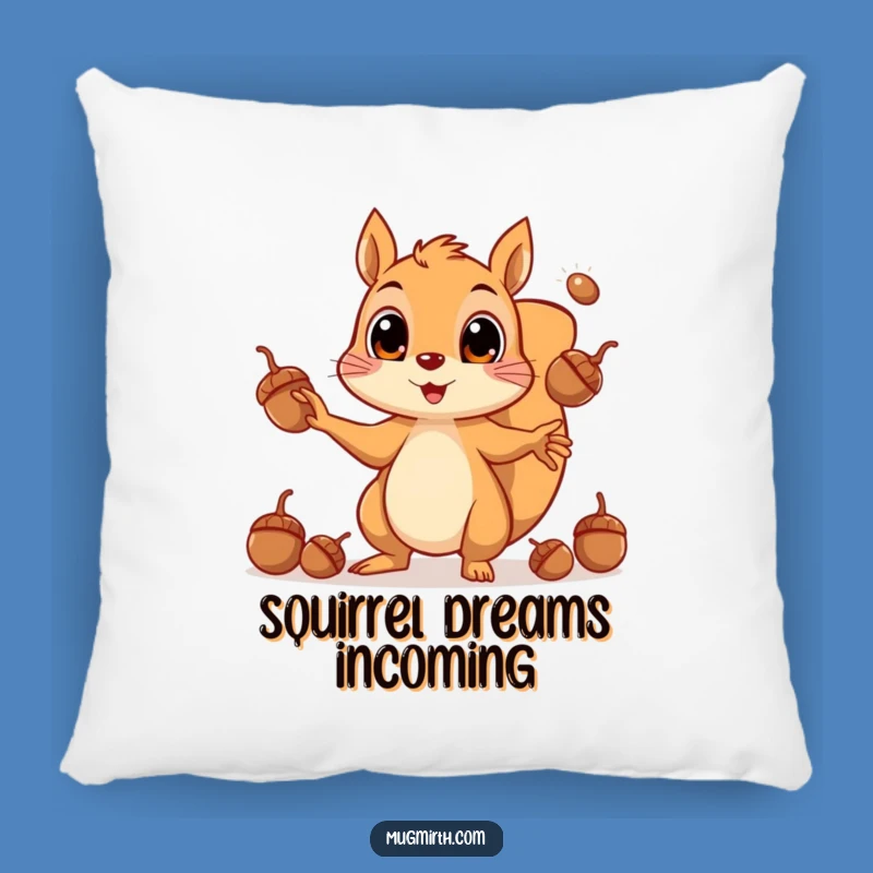 Funny Squirrel Juggling Acorns Pillow: Comfy, Hilarious Accent for Your Home