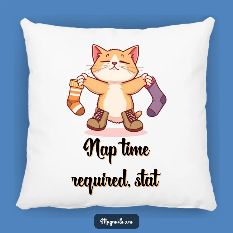 Funny Bewildered Cat Juggling Socks Pillow - Comfy & Hilarious Home Decor