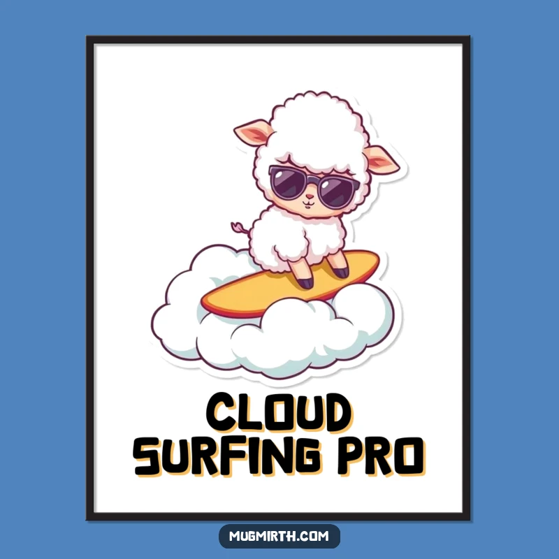 Funny Surfing Sheep Art Print - Bring Cool Vibes Instantly!