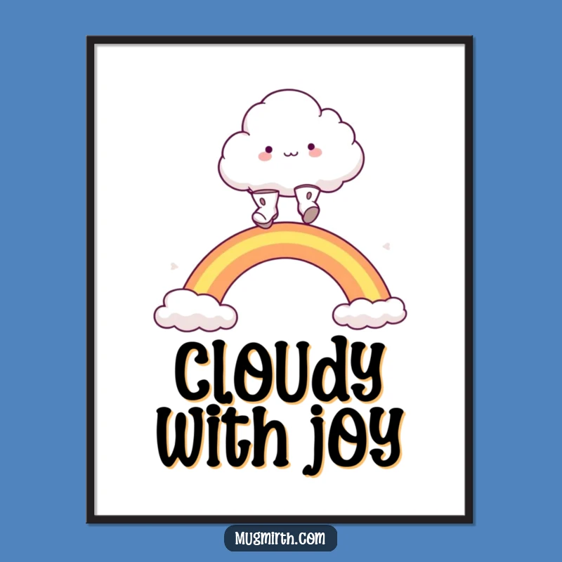 Instant Funny Cloud Boots Digital Art, Rainbow Leaping Decor Gift