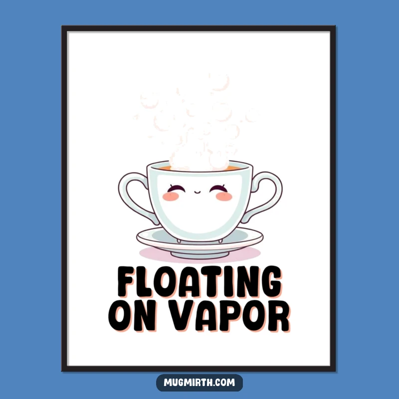 Funny Steam Bubble Teacup Digital Print: Whimsical Decor for Instant Joy