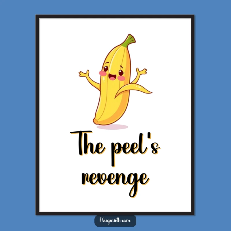 Funny Banana Slip Digital Print: Vibrant cartoon chaos for your walls, a downloadable funny gift!