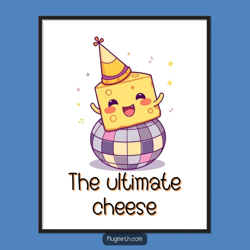 Funny Disco Cheese Digital Print: Vibrant cheesy fun for your walls, a downloadable funny gift!