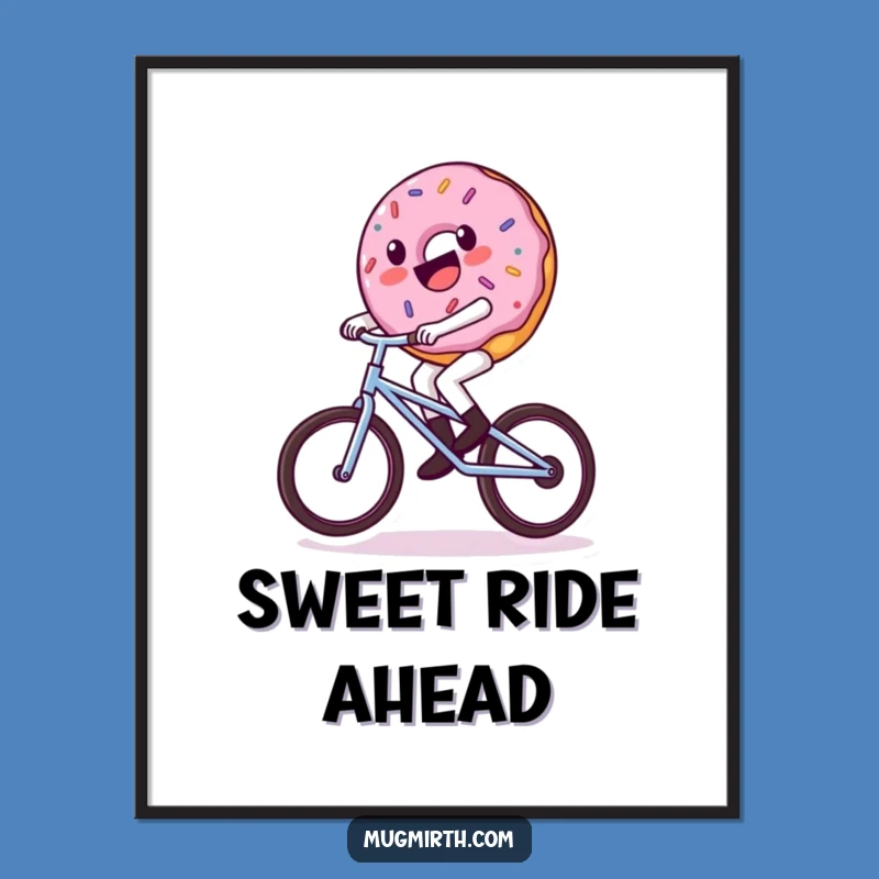 Funny Donut Unicycle Digital Art: Printable Sweet Design, Instant Funny Gift Download