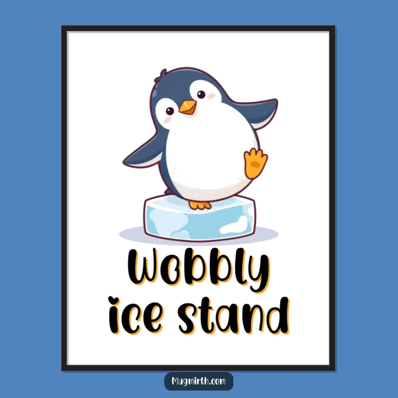 Funny Penguin Handstand Digital Art: Hilarious Print for Winter Lovers and Art Enthusiasts
