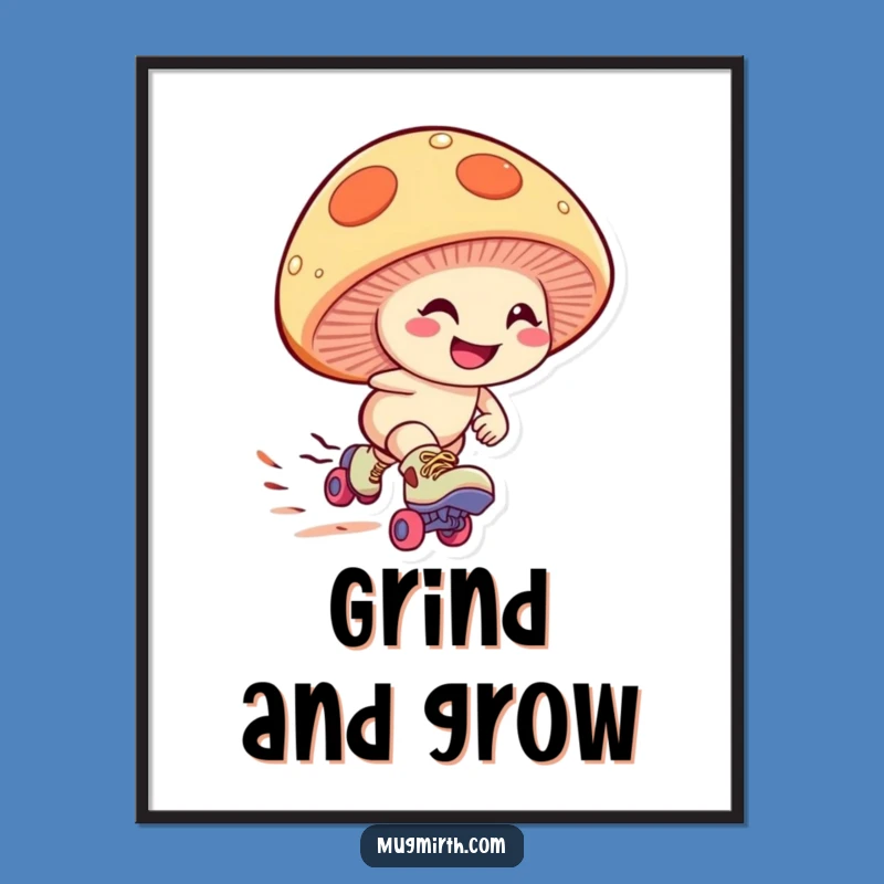 Funny Mushroom Skater Digital Art: Instant Dynamic Decor