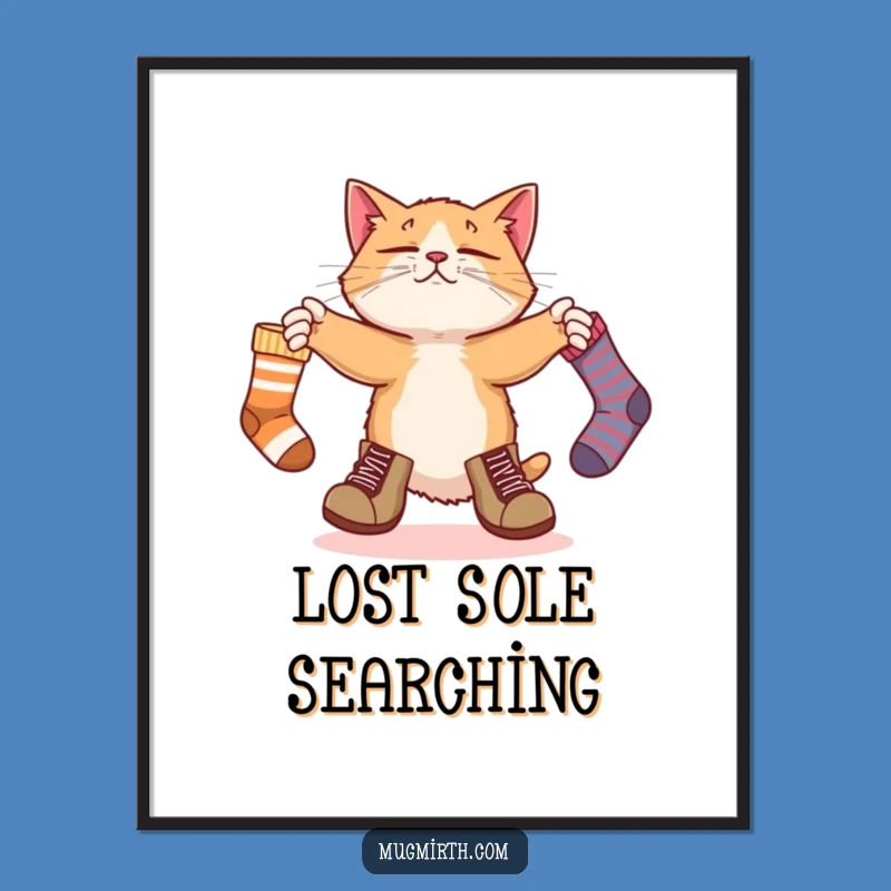 Funny Bewildered Cat Juggling Socks Digital Art Print - Hilarious Instant Download