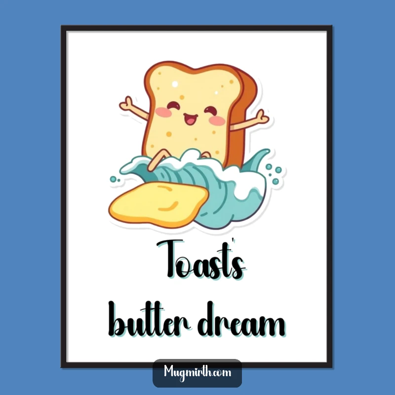 Funny Toast Surf Butter Digital Art: Instant Breakfast Whimsy!