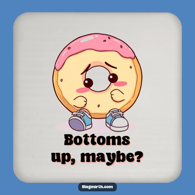 Funny Confused Donut Coaster: Tiny Shoe Trouble protector, a hilarious gift for tables.