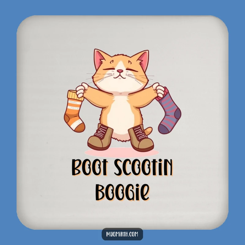 Funny Bewildered Cat Juggling Socks Coaster - Protect Surfaces with Humor