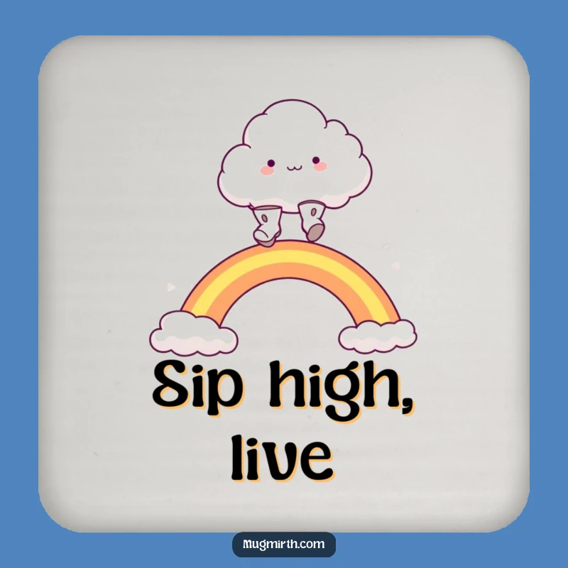 Funny Cloud Boots Drink Coaster, Rainbow Leaping Decor Gift