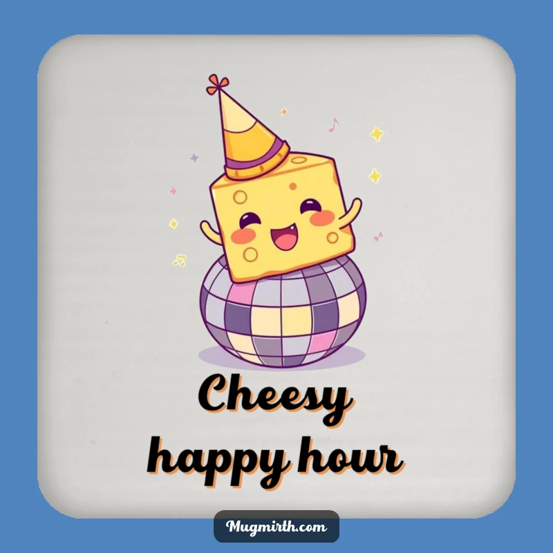 Funny Disco Cheese Coaster: Protect surfaces with cheesy party vibes, a fun funny gift!