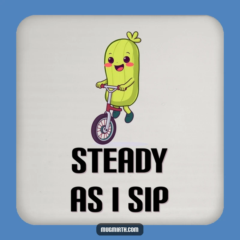 Funny Pickle Unicycle Coaster - Wobbly Drink Protector, Housewarming Gift