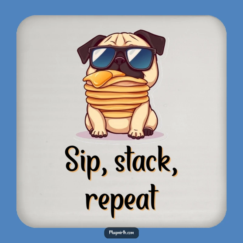 Funny Pug Pancake Coaster Set - Hilarious Gift for Dog Lovers