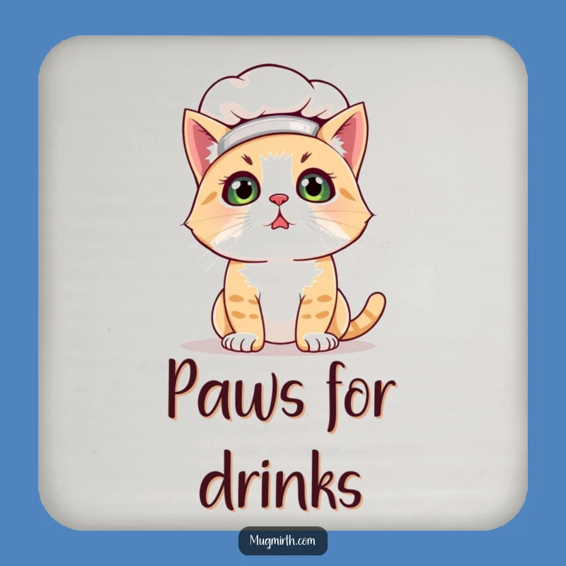 Funny Bewildered Cat Chef Coaster: Protect Tables with Hilarious Feline Art!