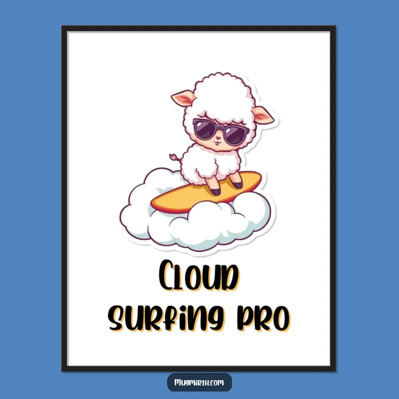 Funny Surfing Sheep Poster - Bring Cool Vibes to Walls!