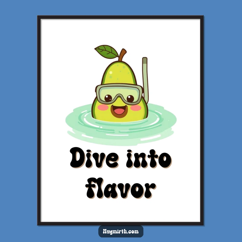 Funny Avocado Snorkel Poster: Whimsical Wall Art for a Poolside Vibe