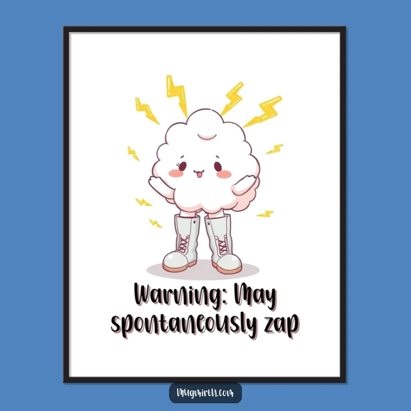 Funny Cloud Juggling Lightning Poster - Whimsical Wall Art Gift