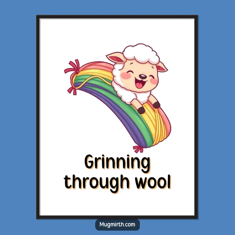 Funny Sheep Yarn Rainbow Poster: Whimsical Wall Art!