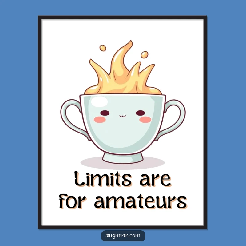 Funny Overflowing Teacup Poster - Smug Grin Wall Art, Hilarious Home Decor