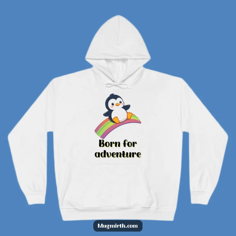 Funny Penguin Rainbow Hoodie - Cozy Slider Sweatshirt, Cute Animal Gift