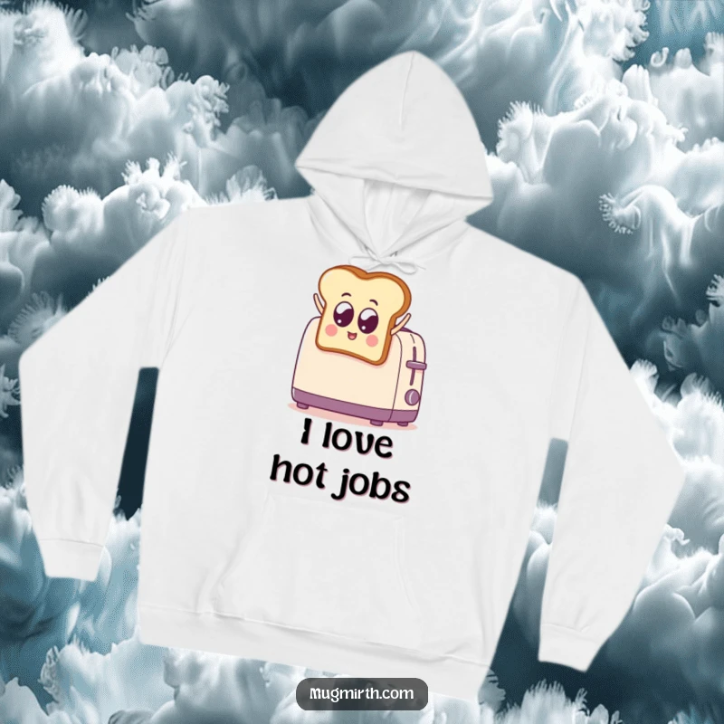 Funny Toast Jumps into Toaster Hoodie: A warm, soft hoodie with a funny design of a googly-eyed toast slice leaping into a toaster.