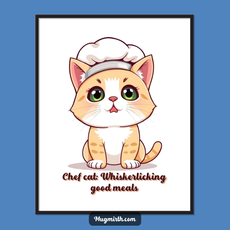 Free Printable Wall Art: Bewildered Chef Cat for Quirky, Funny Home Decor
