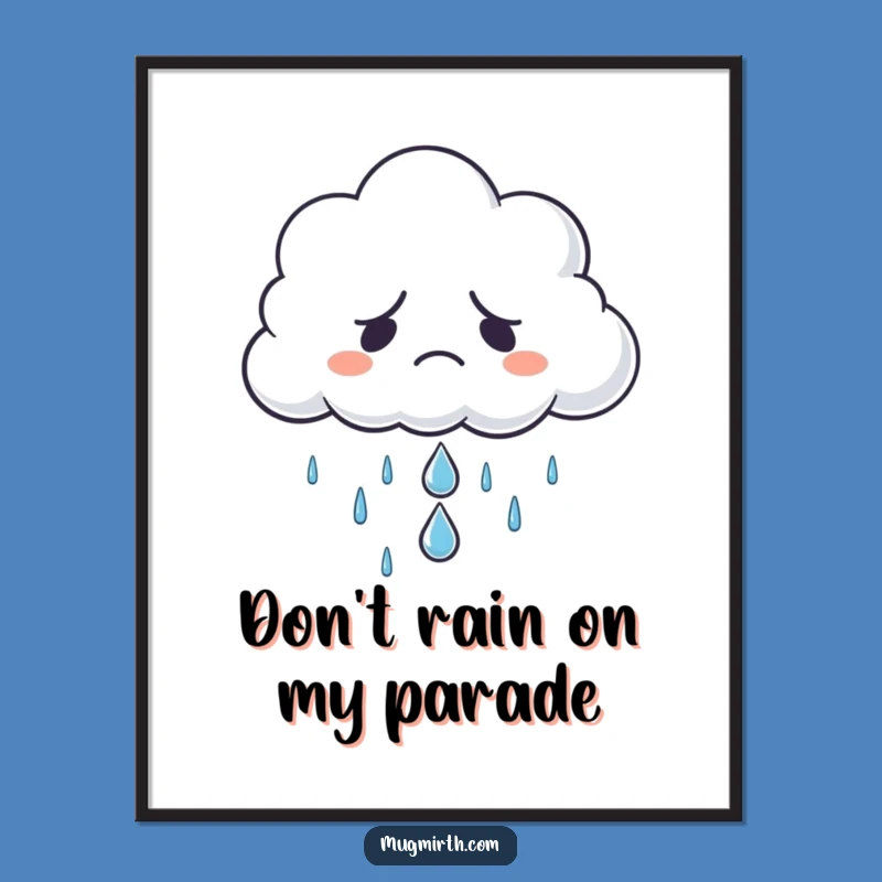 Free Printable Wall Art: Grumpy Cloud Sad Raindrop, Downloadable Decor