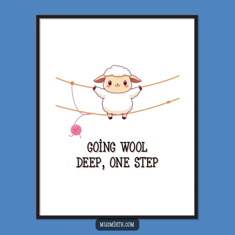 Free Printable Funny Sheep Tightrope Wall Art - Whimsical Downloadable Decor Gift