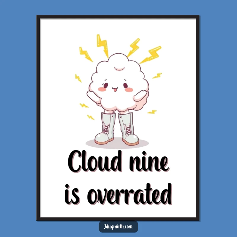 Funny Free Printable Wall Art: Cloud Juggling Lightning - Quirky Downloadable Decor