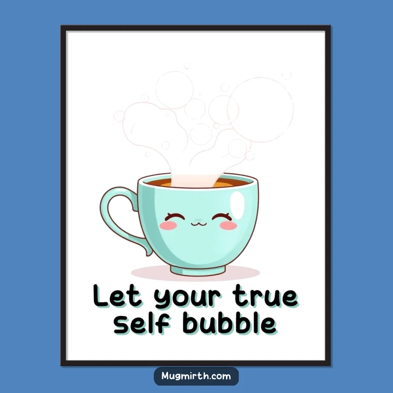 Funny Free Printable Wall Art: Teacup Steam Bubbles Downloadable Decor