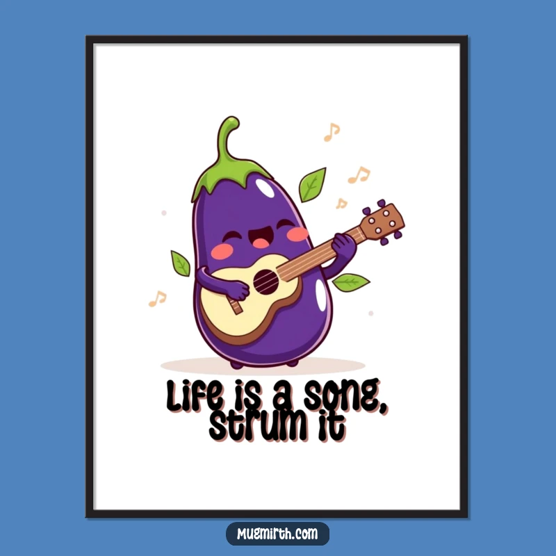 Funny Free Printable Eggplant Wall Art: Musical Veggie Vibes, Hilarious Downloadable Decor