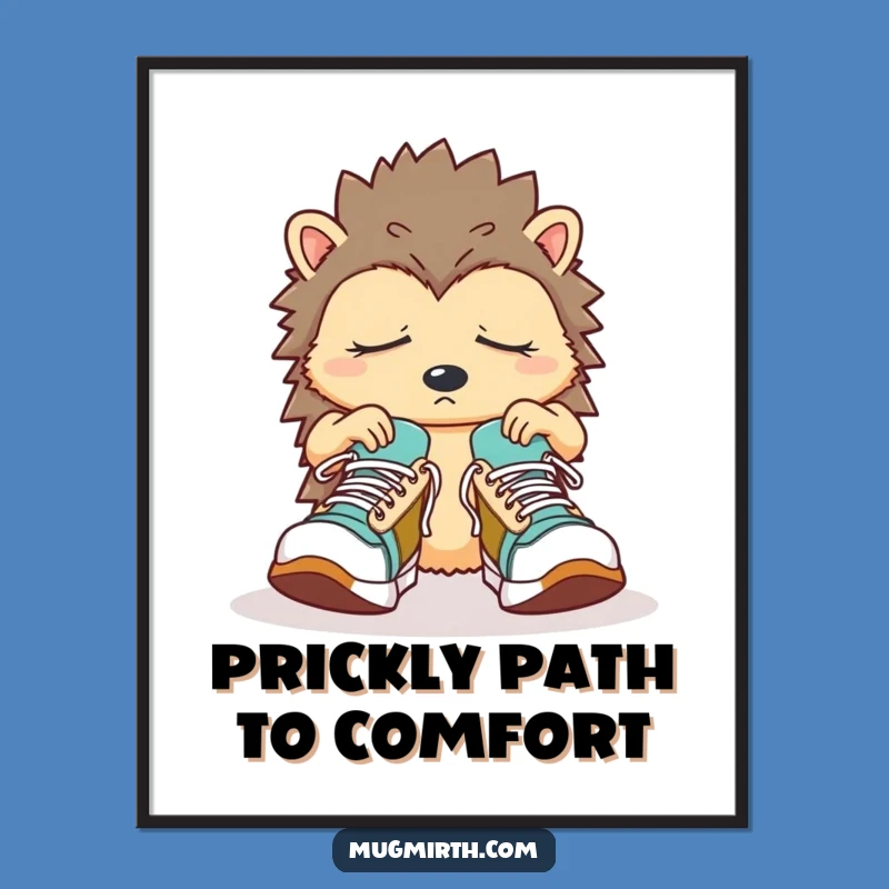 Free Printable Hedgehog Sneaker Art: Funny Sleepy Downloadable Wall Decor