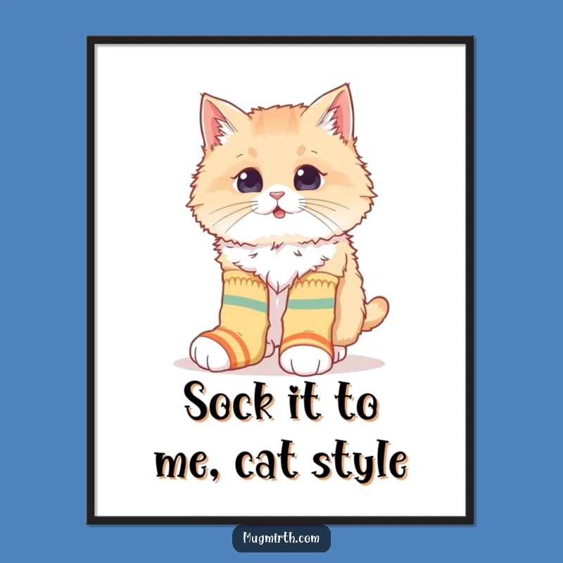 Free Printable Cat Socks Wall Art - Funny Feline Downloadable Decor