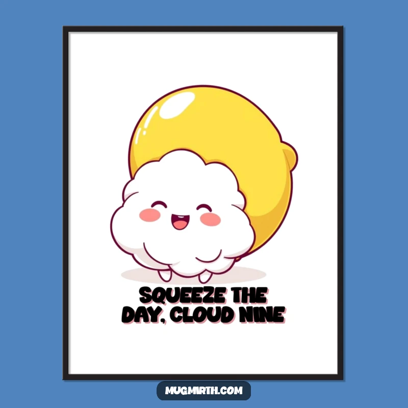 Funny Free Printable Wall Art: Joyful Cloud & Lemon Embrace for Cheerful Decor