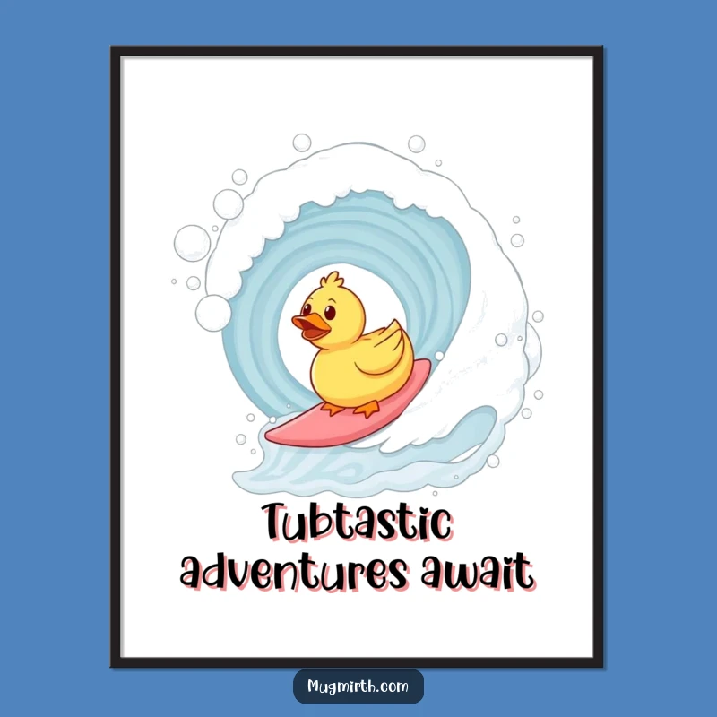 Free Printable Wall Art: Surfing Duck for Playful, Funny Bathroom Decor